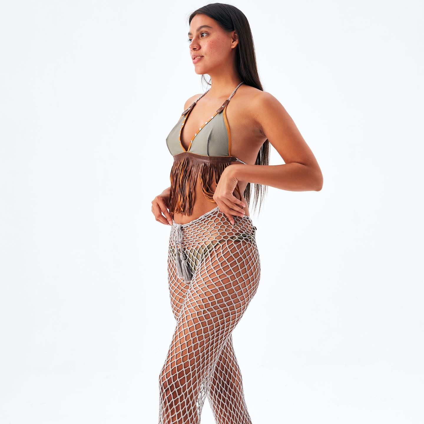 Lovely Star Double Set Handcrafted top and openwork crochet trousers