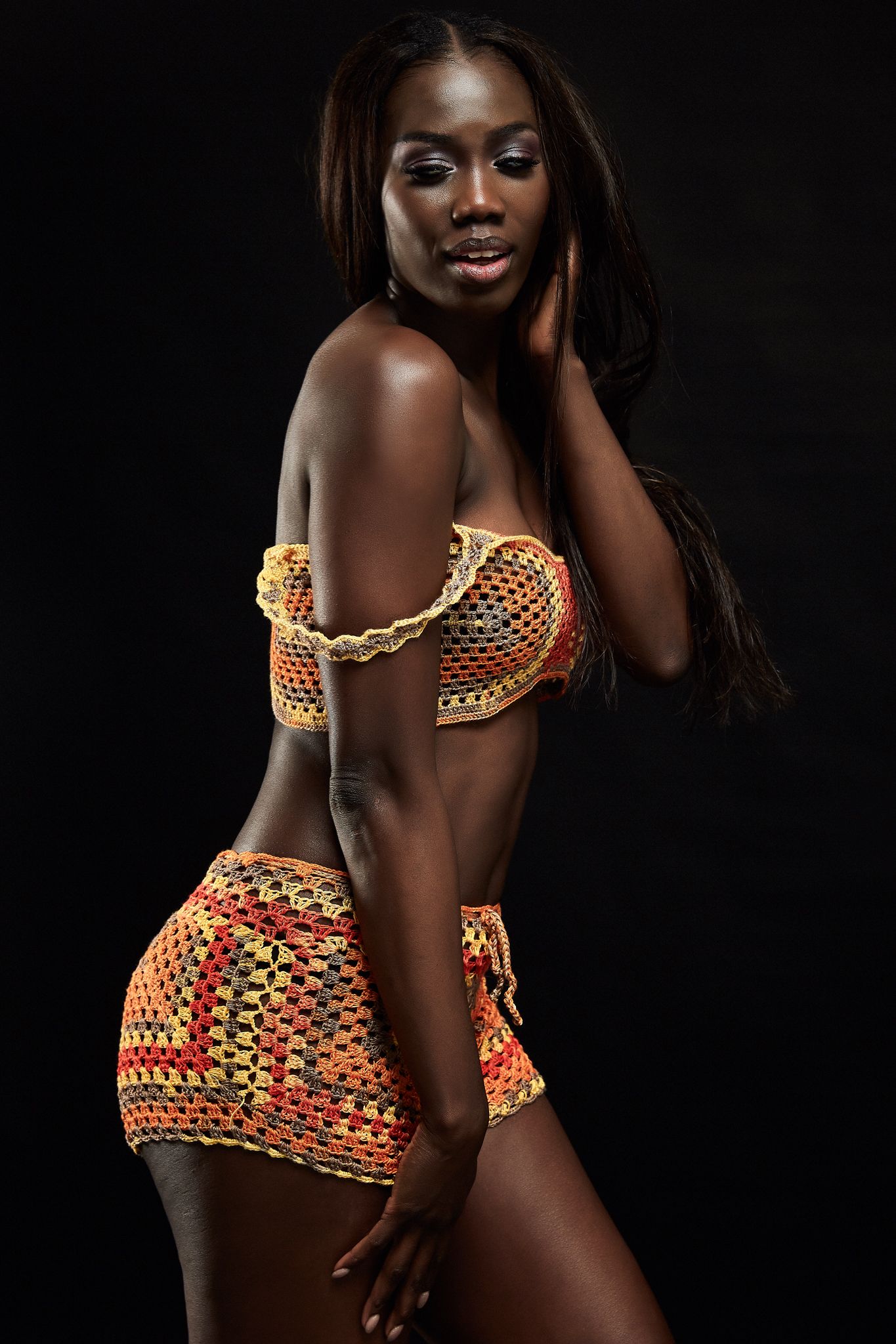 Almira — Sunset Handcrafted crochet top and shorts set